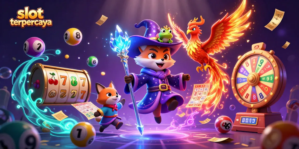 Experience thrilling gameplay with "slot terpercaya" and vibrant casino elements in a magical scene.