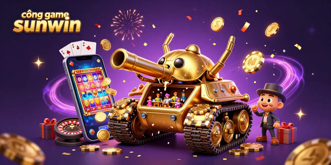 Experience excitement at cổng game sunwin with a lively 3D casino scene bursting with fun elements.