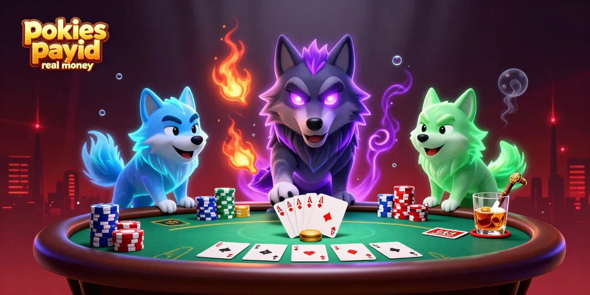 Spin pokies payid real money at thrilling 3D casino with poker elements and ghostly wolves.