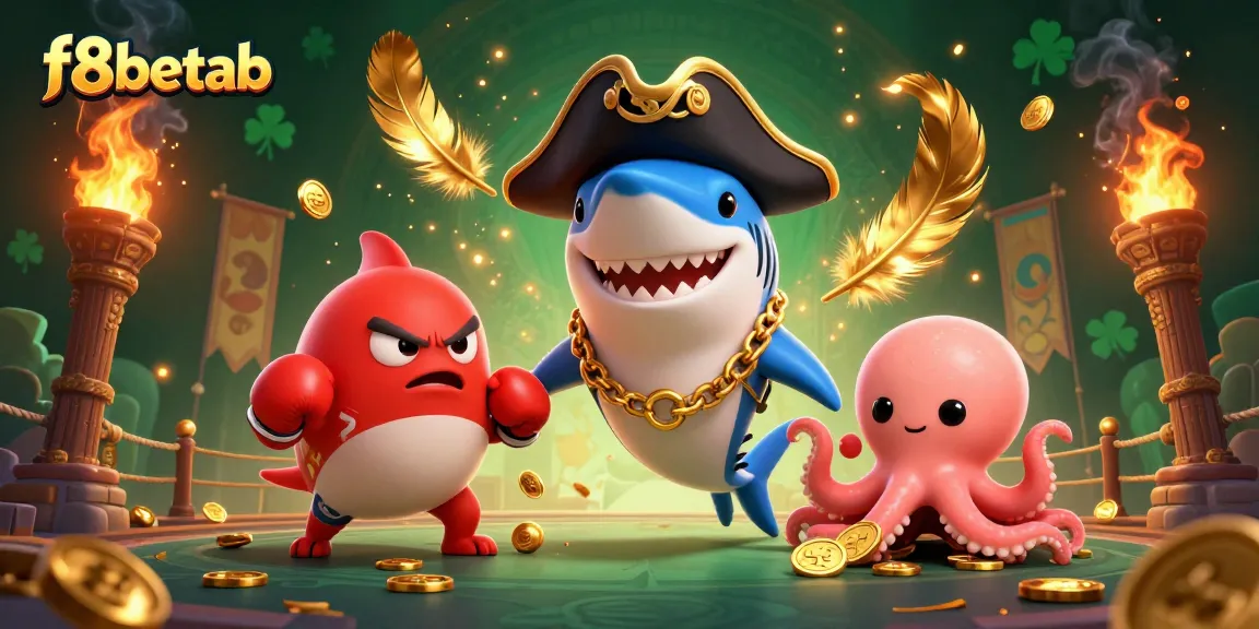 Win big with f8betab in this vibrant 3D pirate-themed casino illustration!